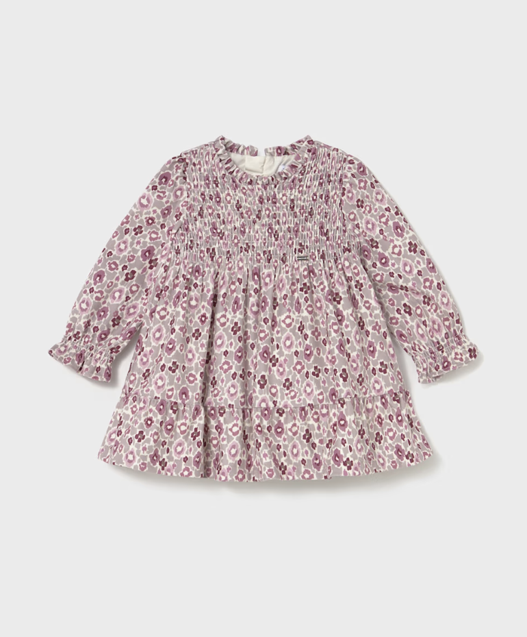 Floral Ruffled Velvet Dress