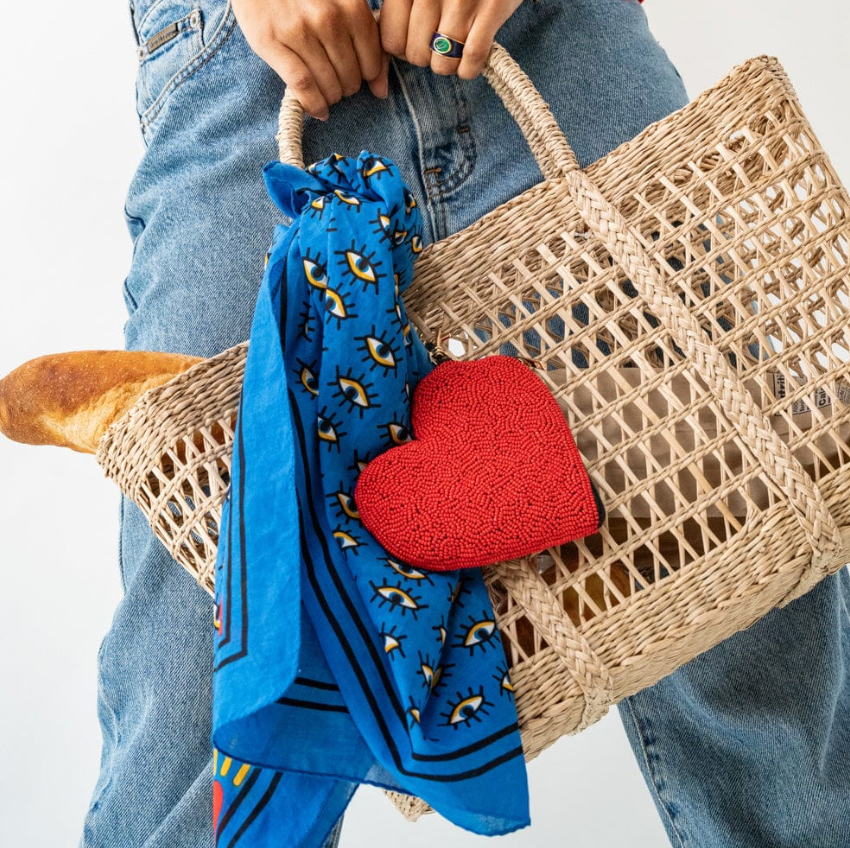Puffy Heart Seed Bead Coin Purse