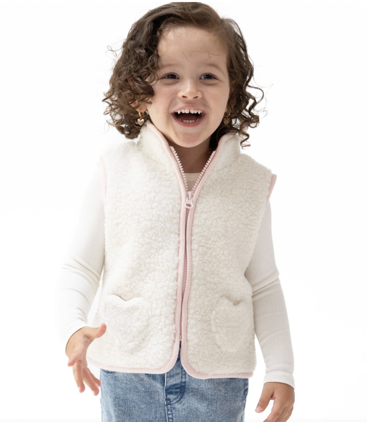 Sherpa Zip Vest with Heart Pockets