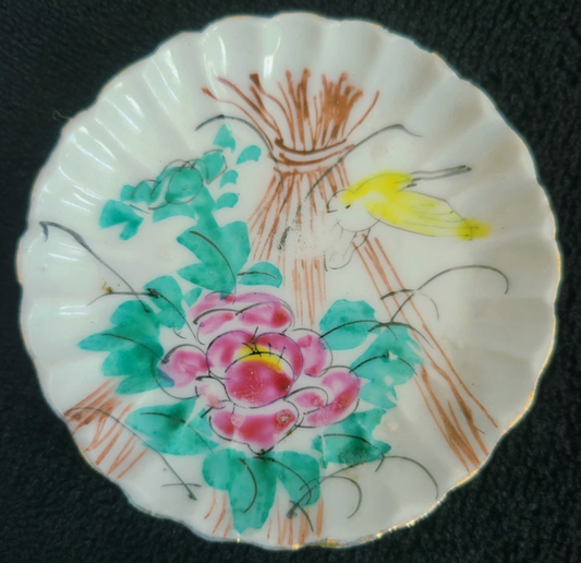 Vintage Porcelain Bird + Flower Trinket Dish