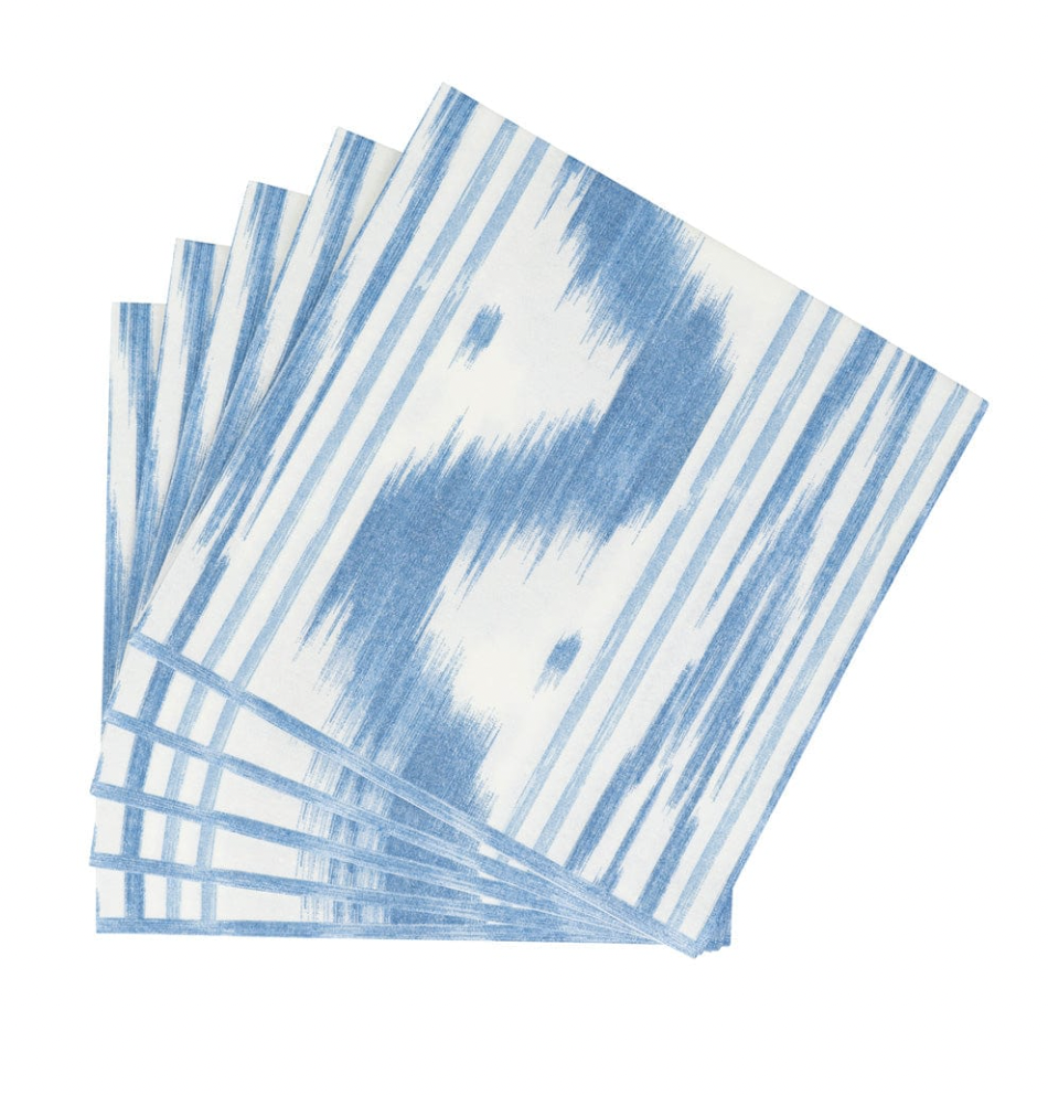Toile De Nantes Blue Paper Linen Luncheon Napkins