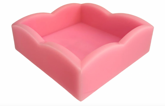 Pink Palm Acrylic Scalloped Cocktail Napkin Holder
