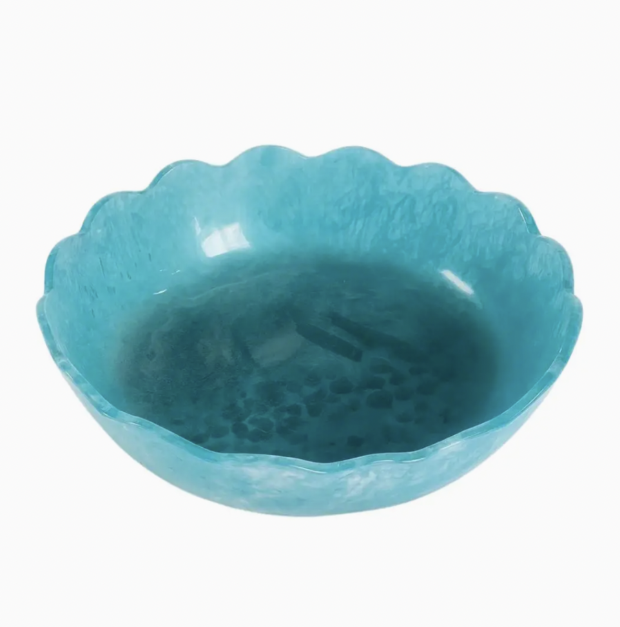 Blue Resin Scalloped Bowl