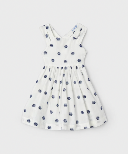 Jacquard Blue + White Floral Dress