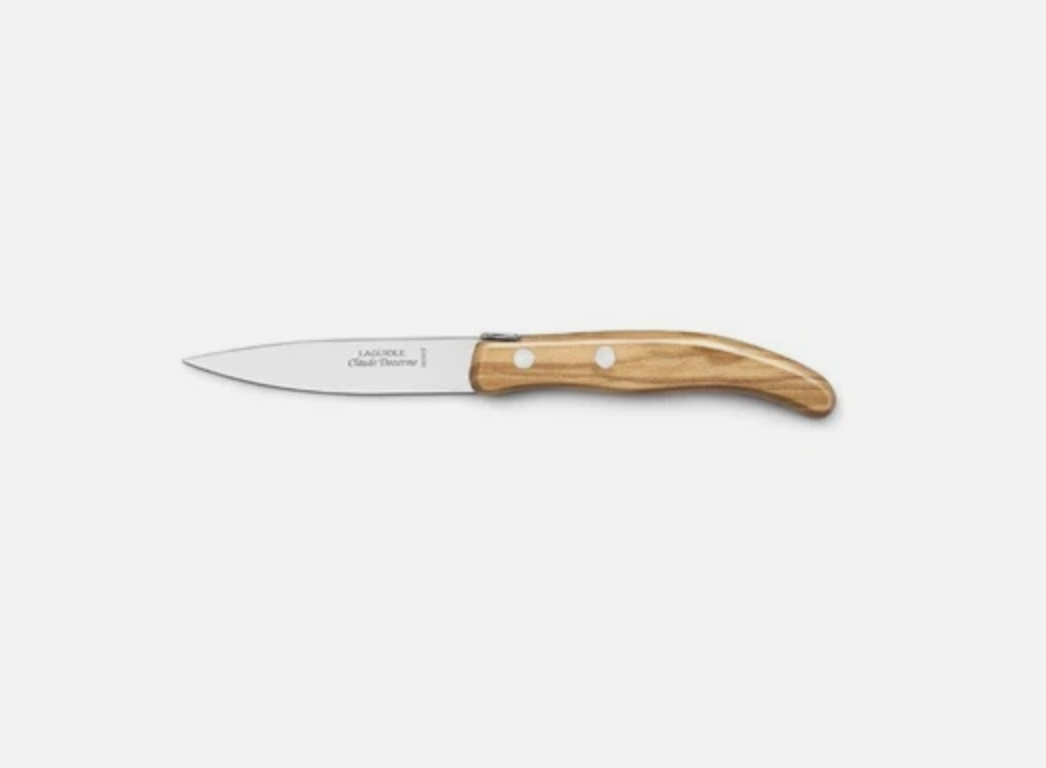 Claude Dozorme Le Petite Cuisine 4 Knives Set in Olive Wood Handles | Peeling, Vegetable, Paring, & Tomato Knives