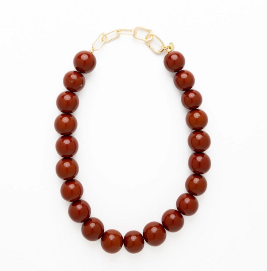 Large Brown Resin Bead Necklace