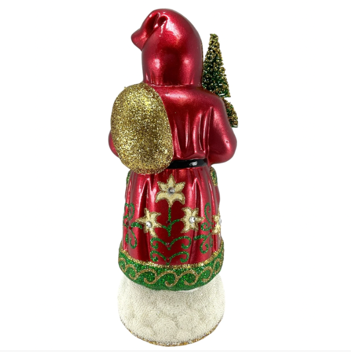 Metallic Red Coat Santa Candy Container