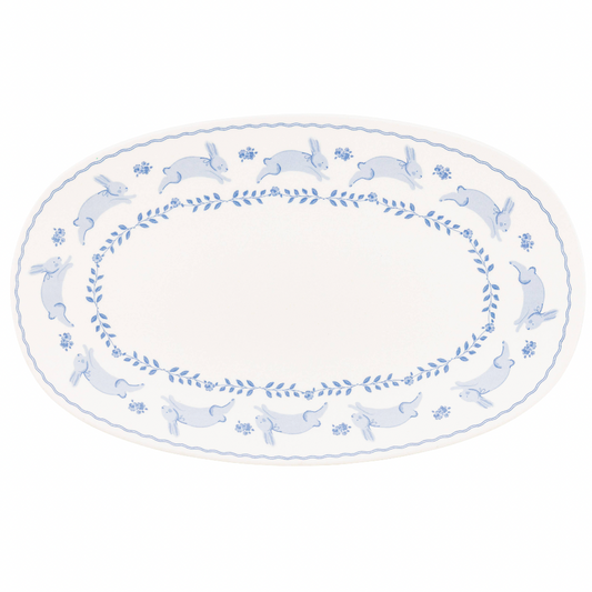 Bunny Oval Bamboo Tray
