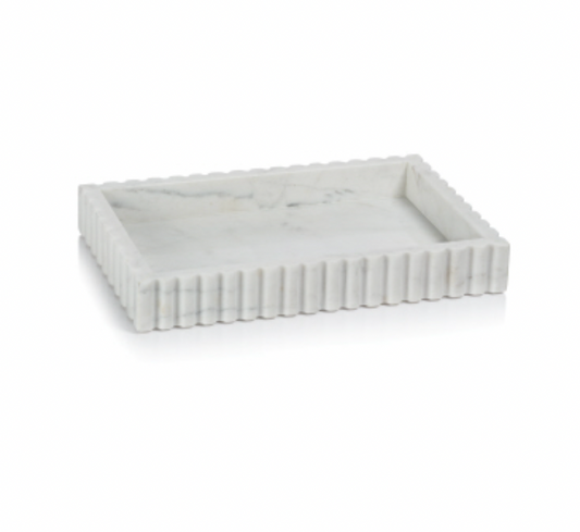 Camogli Scalloped White Marble Tray