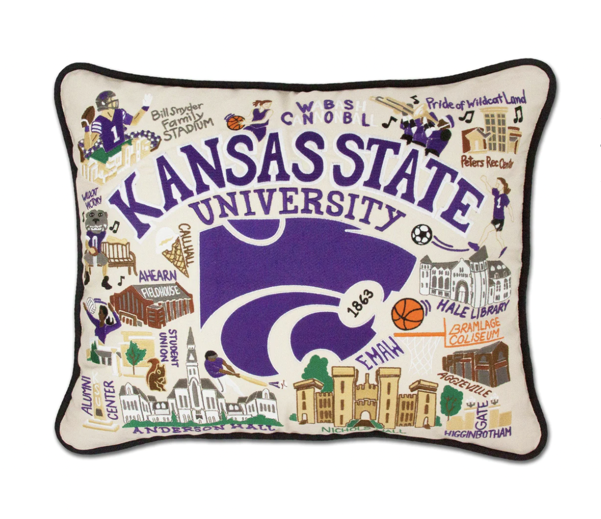 Kansas State Hand Embroidered Pillow - Special Order
