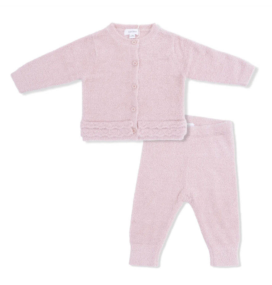 Blush Chenille Button Down Cardigan 4-Piece Set