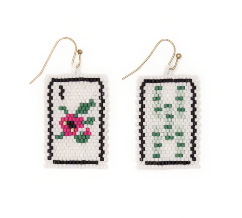 Bamboo Beaded Mahjong Earrings