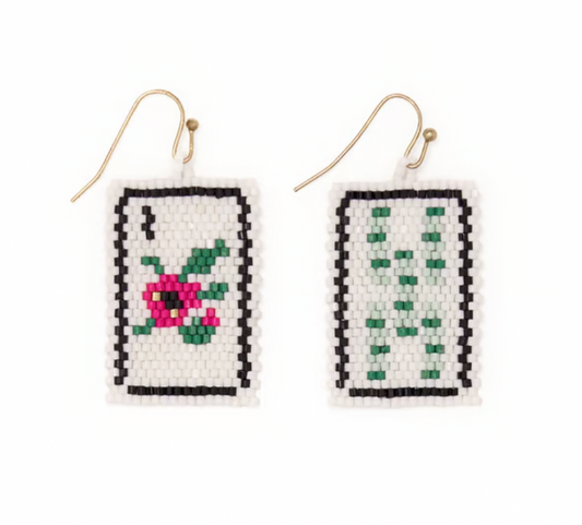 Bamboo Beaded Mahjong Earrings