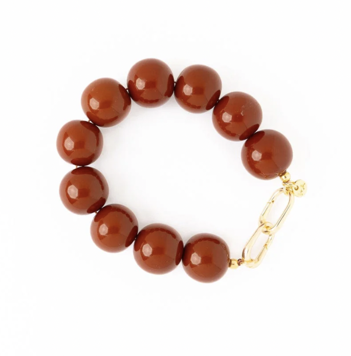 Large Brown Resin Bead Bracelet