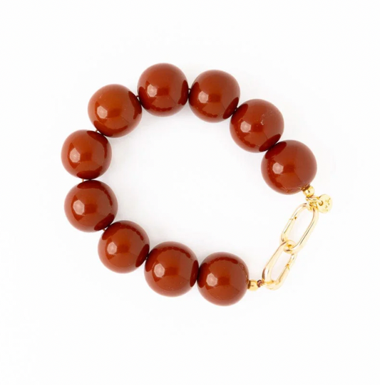 Large Brown Resin Bead Bracelet