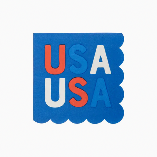 USA Scalloped Cocktail Napkins
