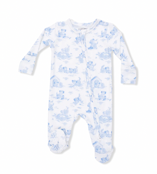 Puppy Toile Blue Footie