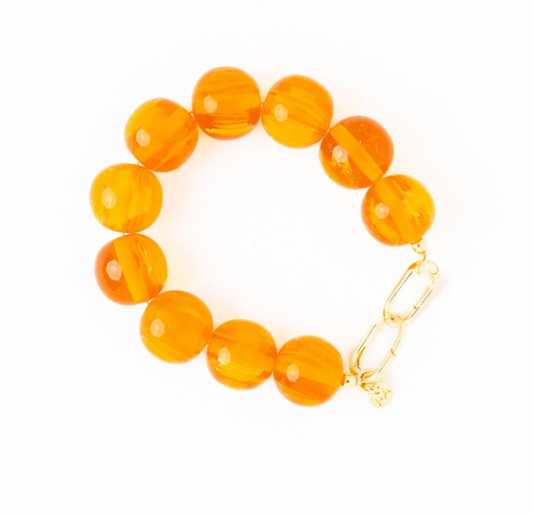 Large Amber Resin Bead Bracelet
