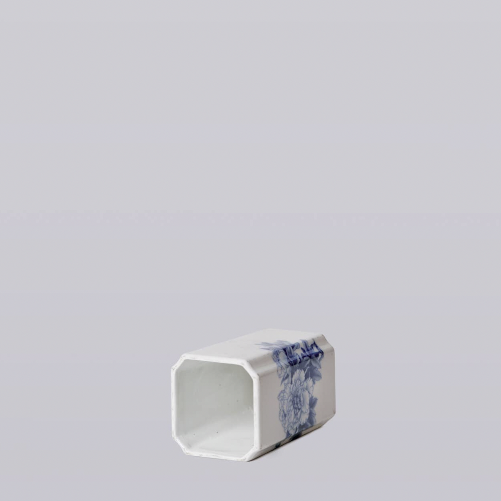 Blue and White Porcelain Peony Square Vase