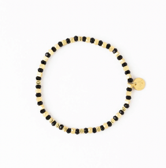 Black + Gold Crystal Stretch Bracelet