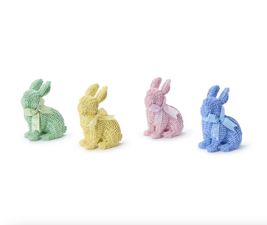 Pastel Basket Weave Bunny with Gingham Bow