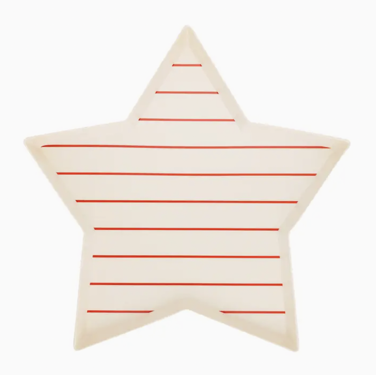Hamptons Star Shaped Red Stripe Reusable Bamboo Tray
