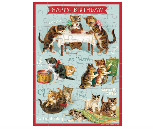 Happy Birthday Cat's Play Puzzle Greeting Card