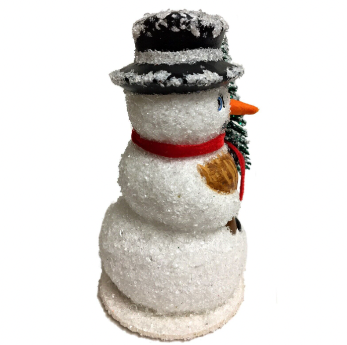 Snowman with Broom and Tree Candy Container