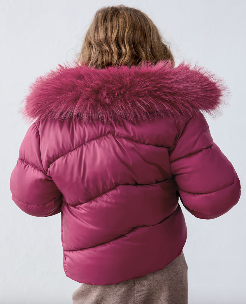 Puffer Jacket with Removable Faux Fur Collar