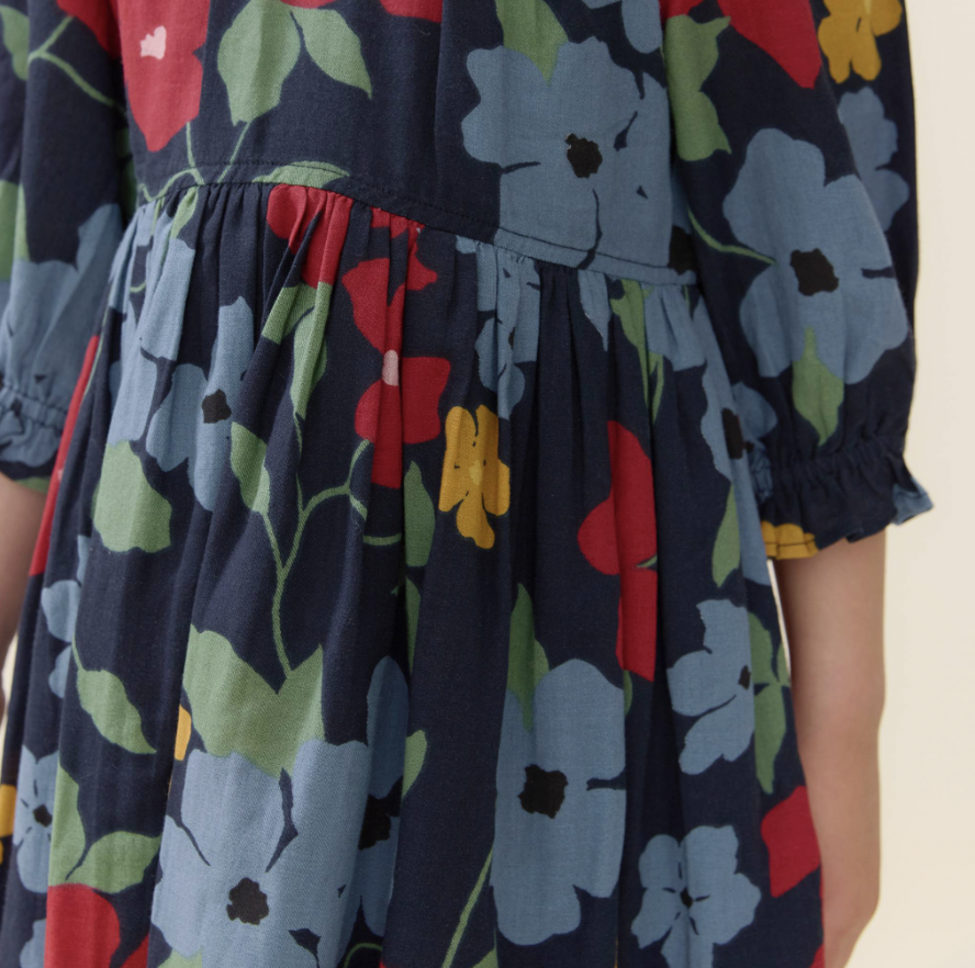 Navy Hibiscus Floral Amara Dress