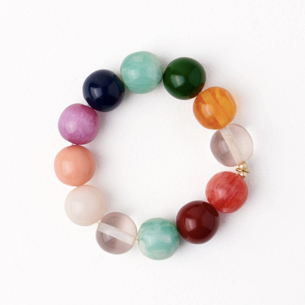 Multi-Colored Large Resin Bead Bracelet