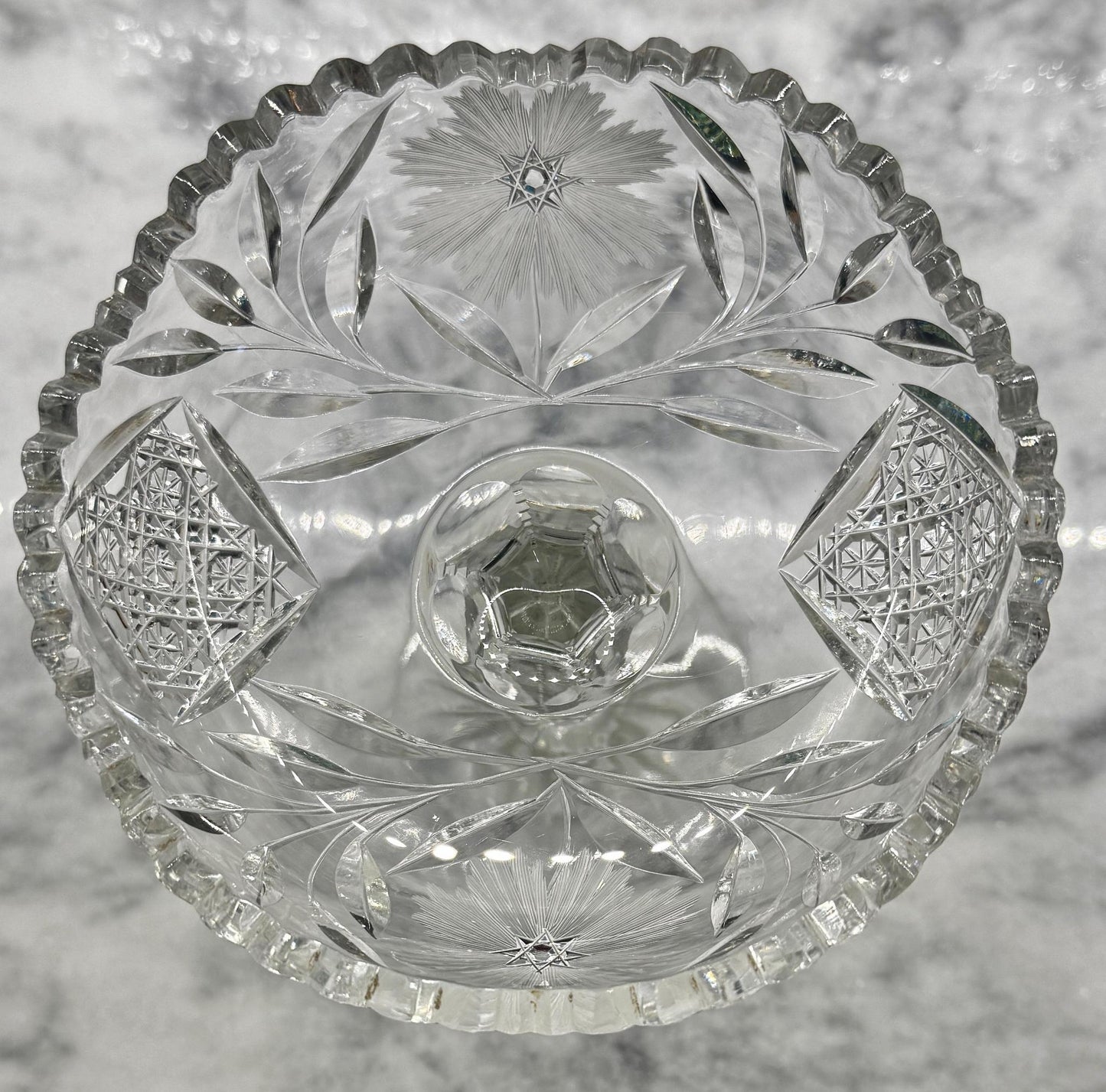 American Brilliant Cut Glass Crystal Pedestal Compote