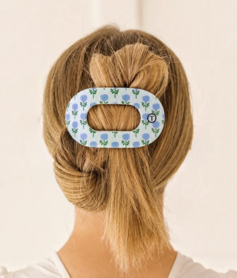 Blue Marigold Large Flat Round Hair Clip