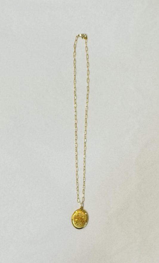 Antique Oval Locket on Dainty Paperclip Chain