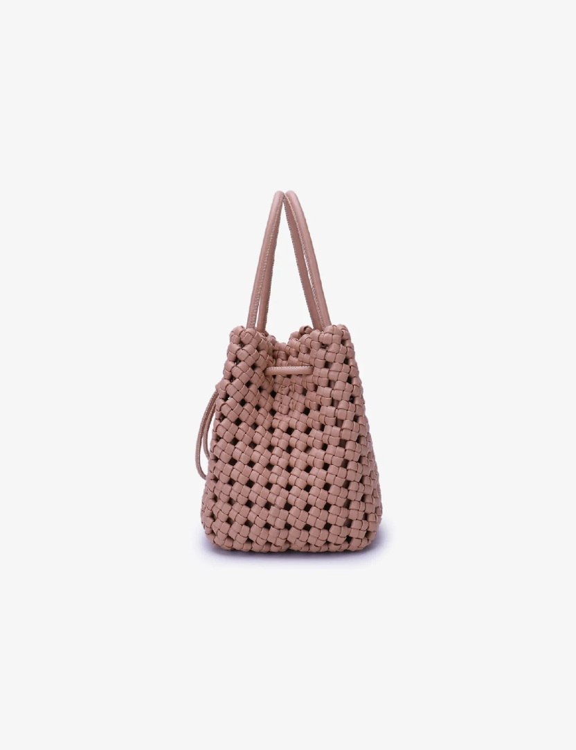 Light Tan Mini Woven Perrie Bucket Bag