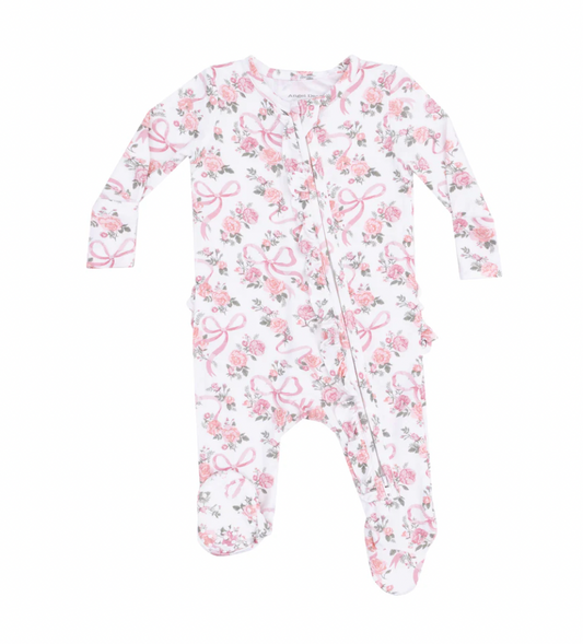 Ribbon & Flowers Ruffle Footie