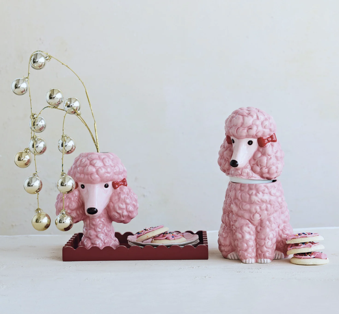 Ceramic Poodle Head Shaped Vase with Bows