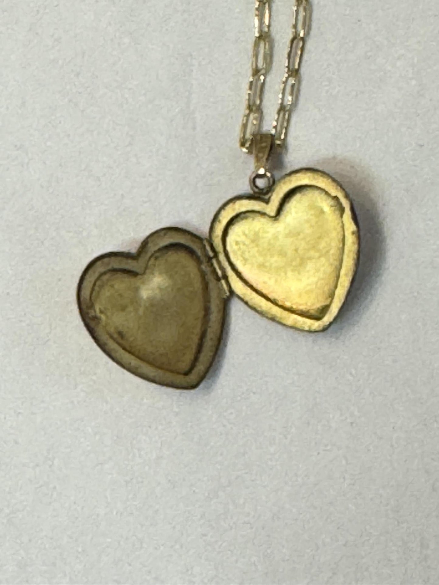 Antique Heart Locket on Dainty Paperclip Chain
