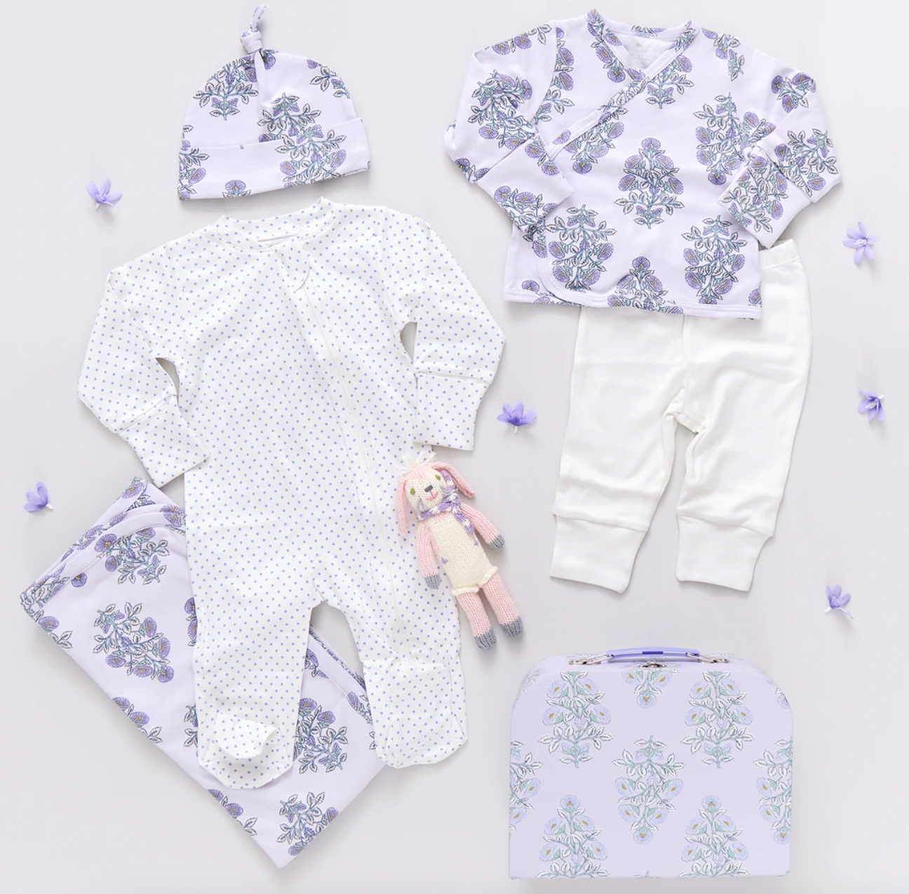 Lavender Bouquet Nesting Box Baby Take Home Set