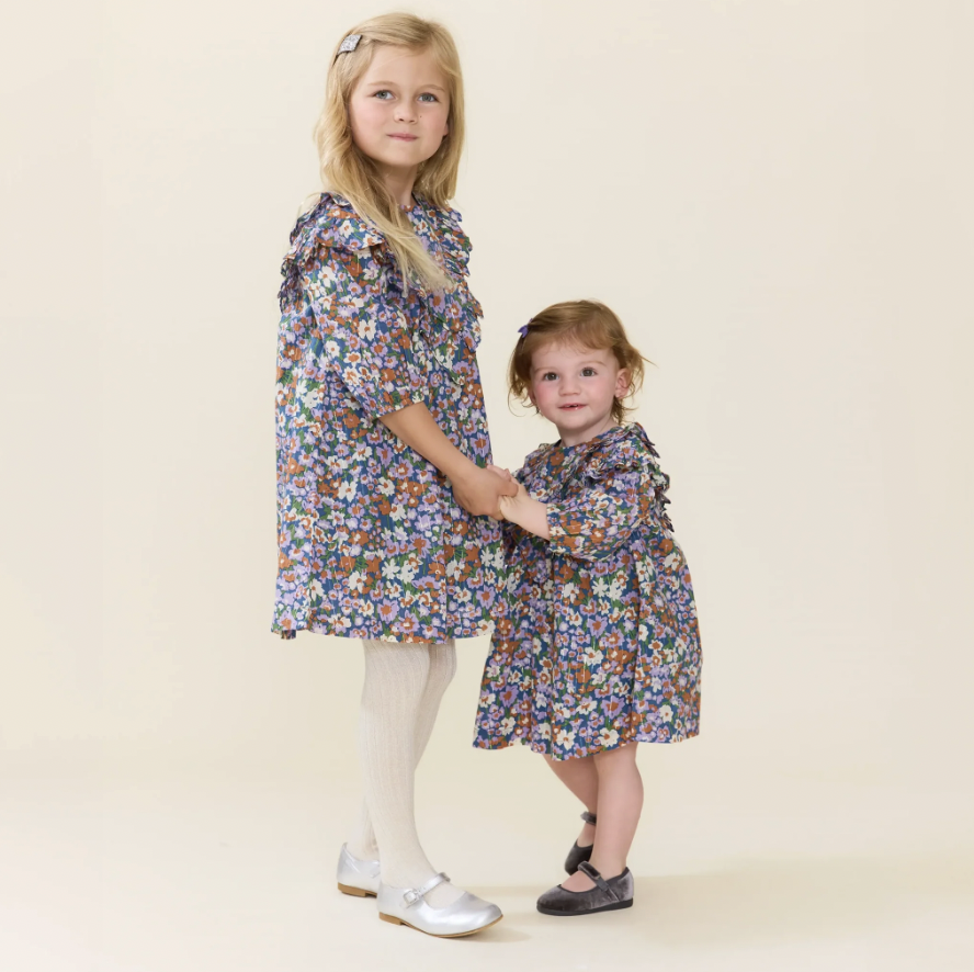True Blue Sketched Purple Floral Everly Dress