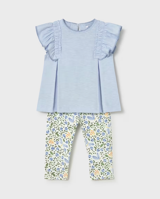 Ruffled T-Shirt + Printed Legging Set