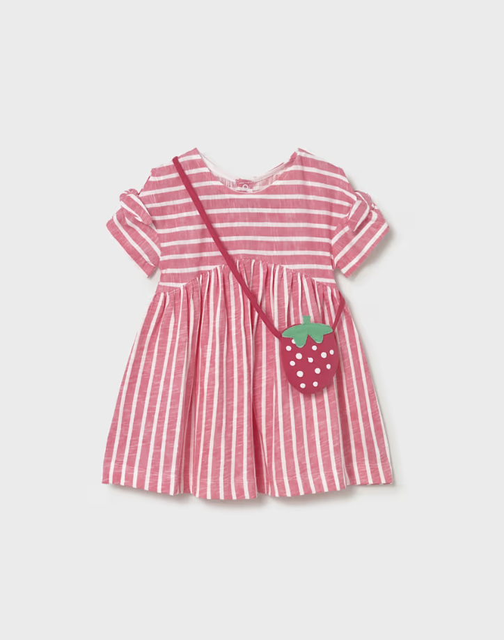 Striped Dress with Crossbody Strawberry Bag