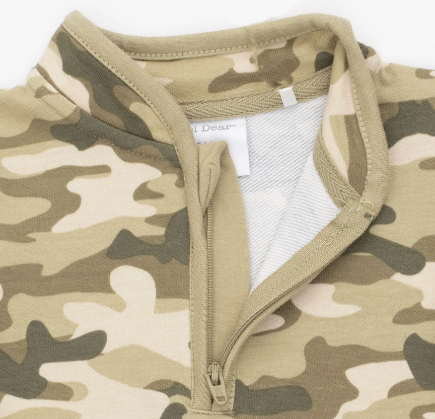 Camo French Terry Zip Neck Romper