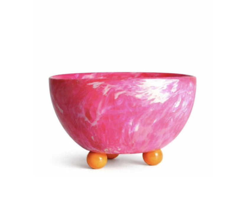 Pink Resin Footed Serving Bowl