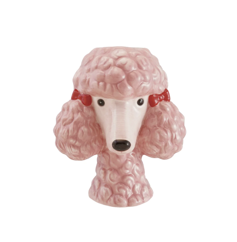 Ceramic Poodle Head Shaped Vase with Bows