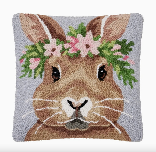 Bunny with Flower Crown Hook Pillow