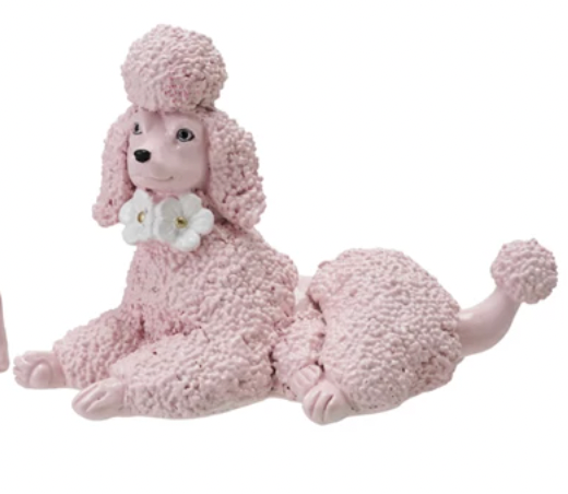 Vintage Reproduction Poodle Figurine with Flower