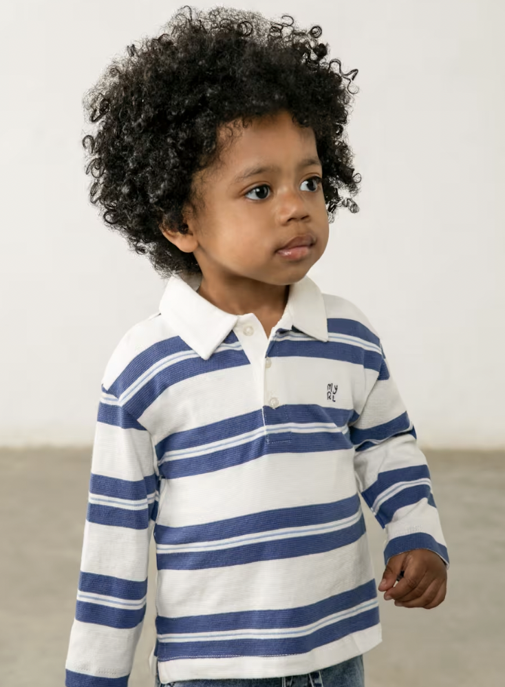 Stripe Long Sleeve Polo Shirt