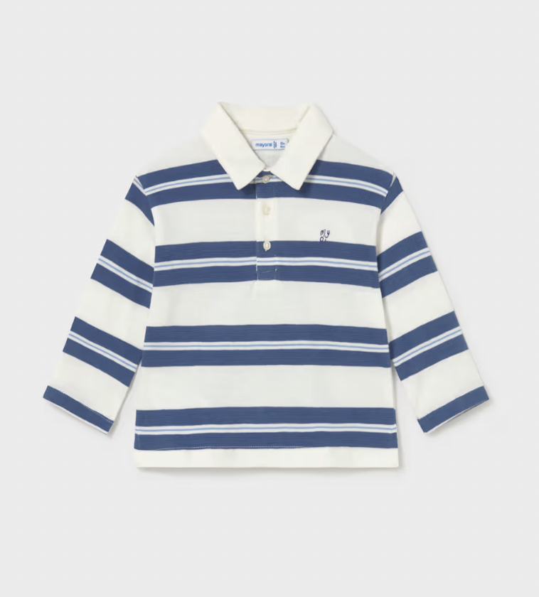 Stripe Long Sleeve Polo Shirt