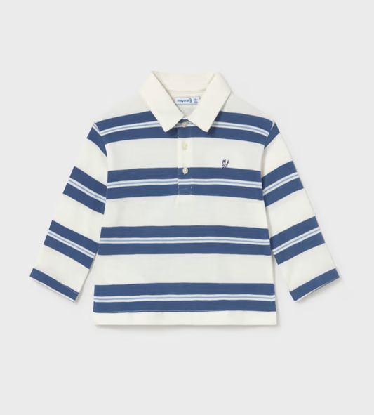 Stripe Long Sleeve Polo Shirt